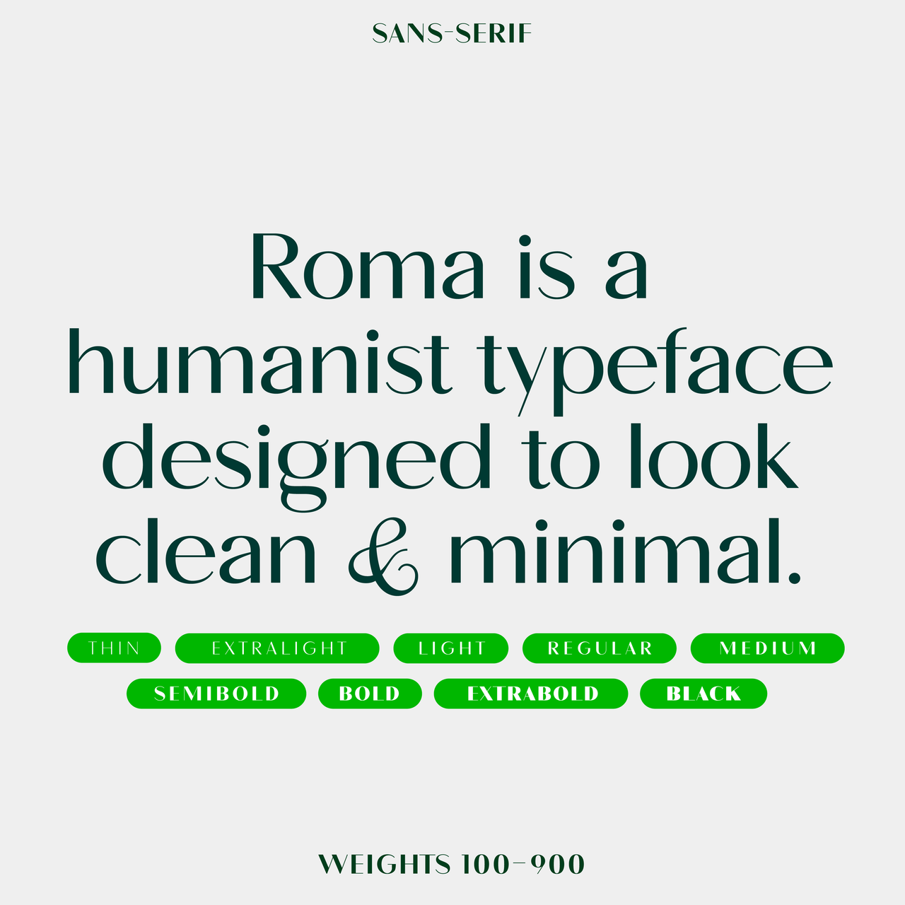 Roma—Sans-serif contrast typeface