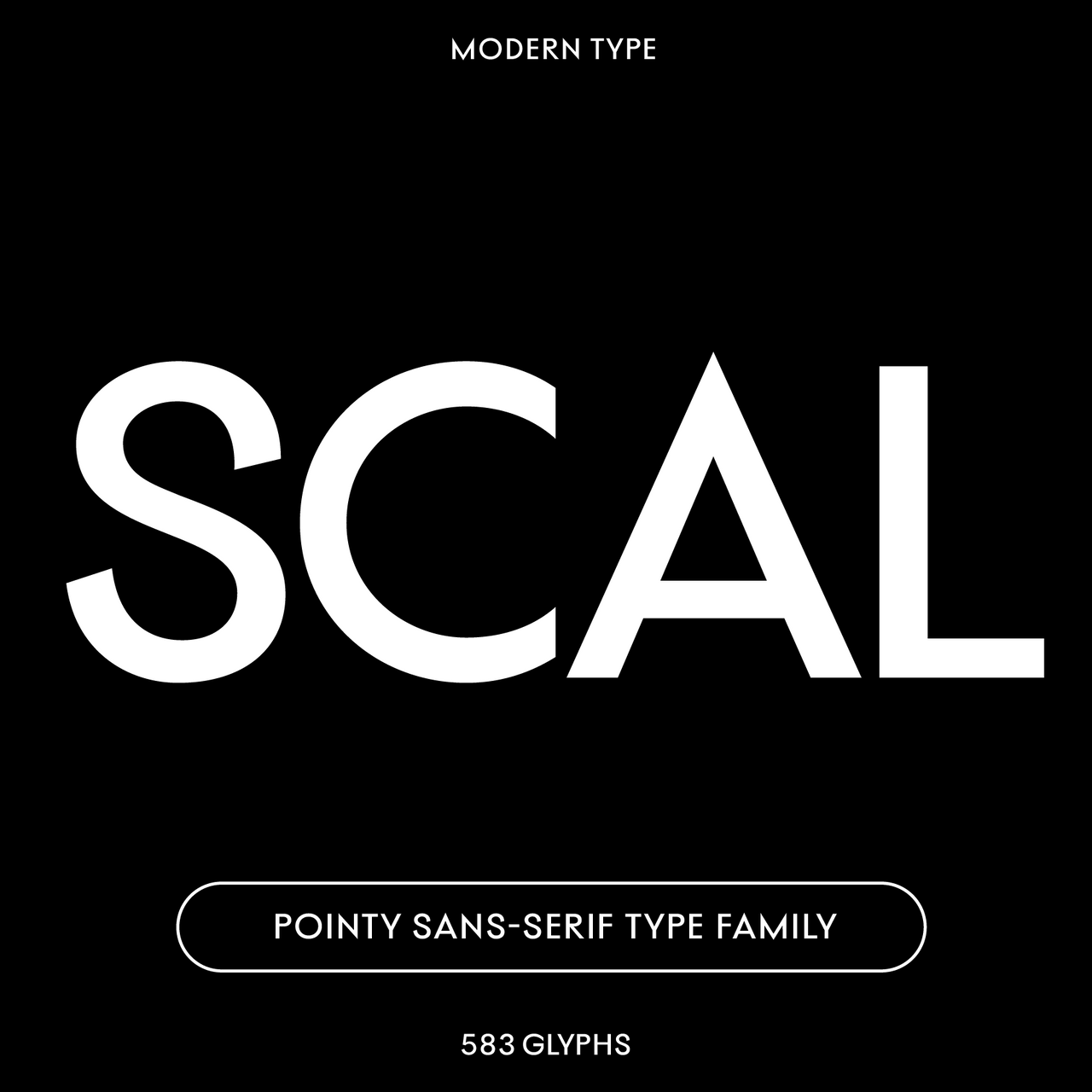 Scal—Pointy font, sans-serif classic with a modern take